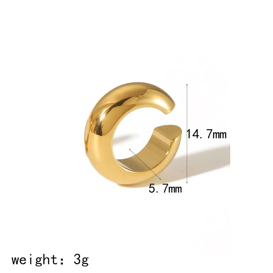 1 Piece Minimalist Style C Shape Stainless Steel 18K Gold Plated Women's Clip-on earrings h5 Picture2